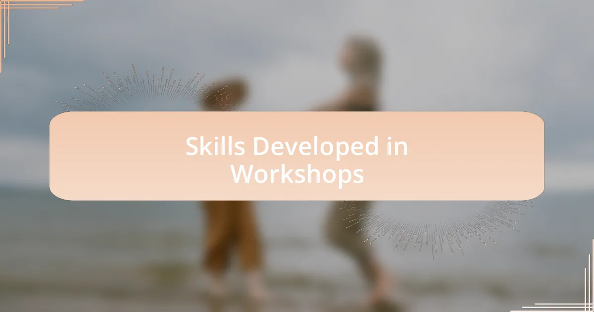 Skills Developed in Workshops