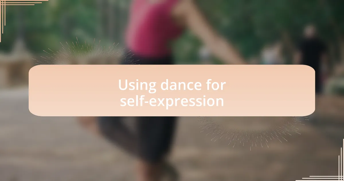 Using dance for self-expression