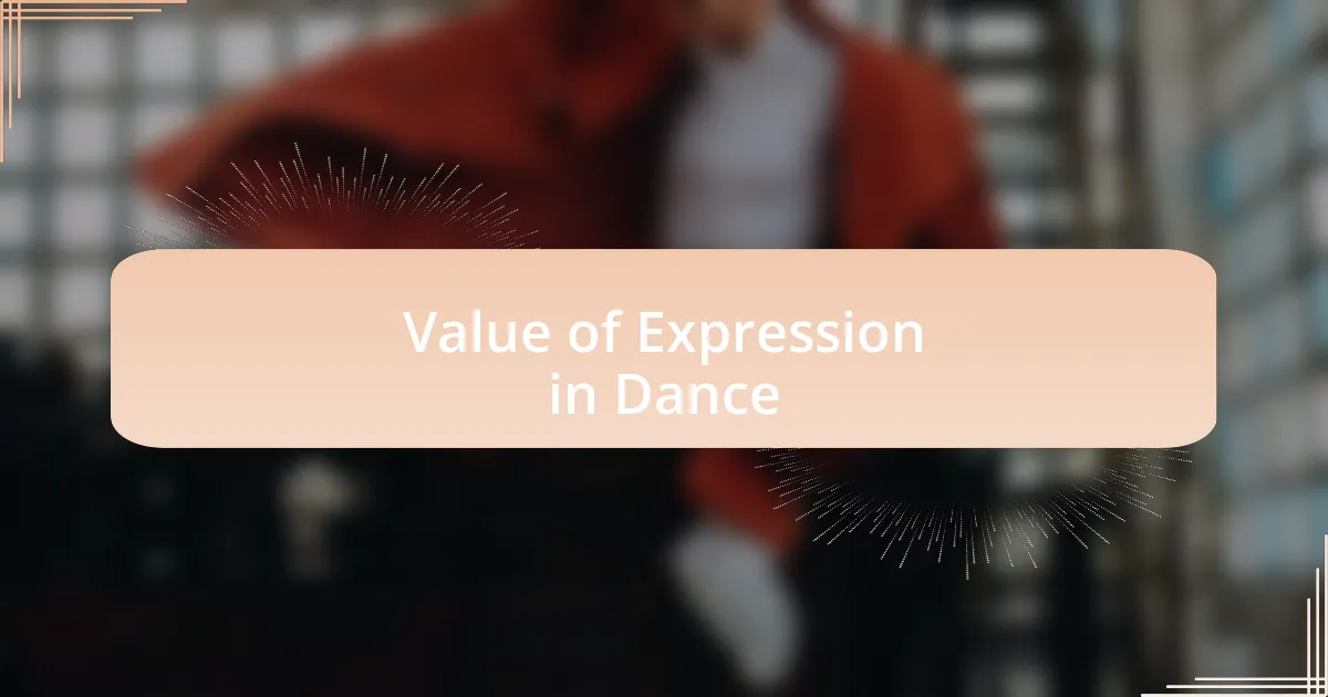 Value of Expression in Dance